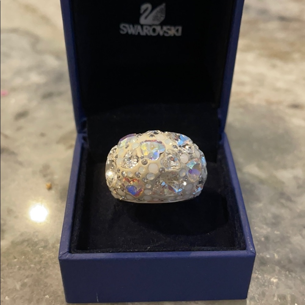 Swarovski White Iridescent Crystal Dome Ring